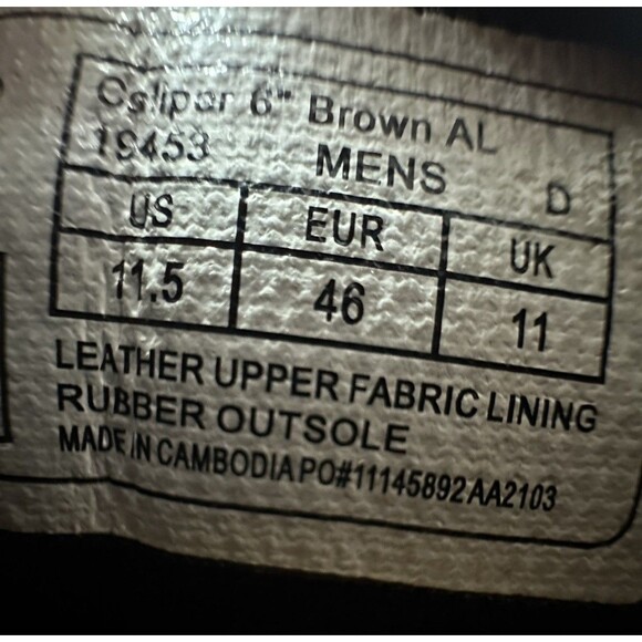 Danner Caliper Brown 6" Aluminum Toe Boots Men’s 11.5 Brown Lace Up Work Leather - Picture 12 of 13